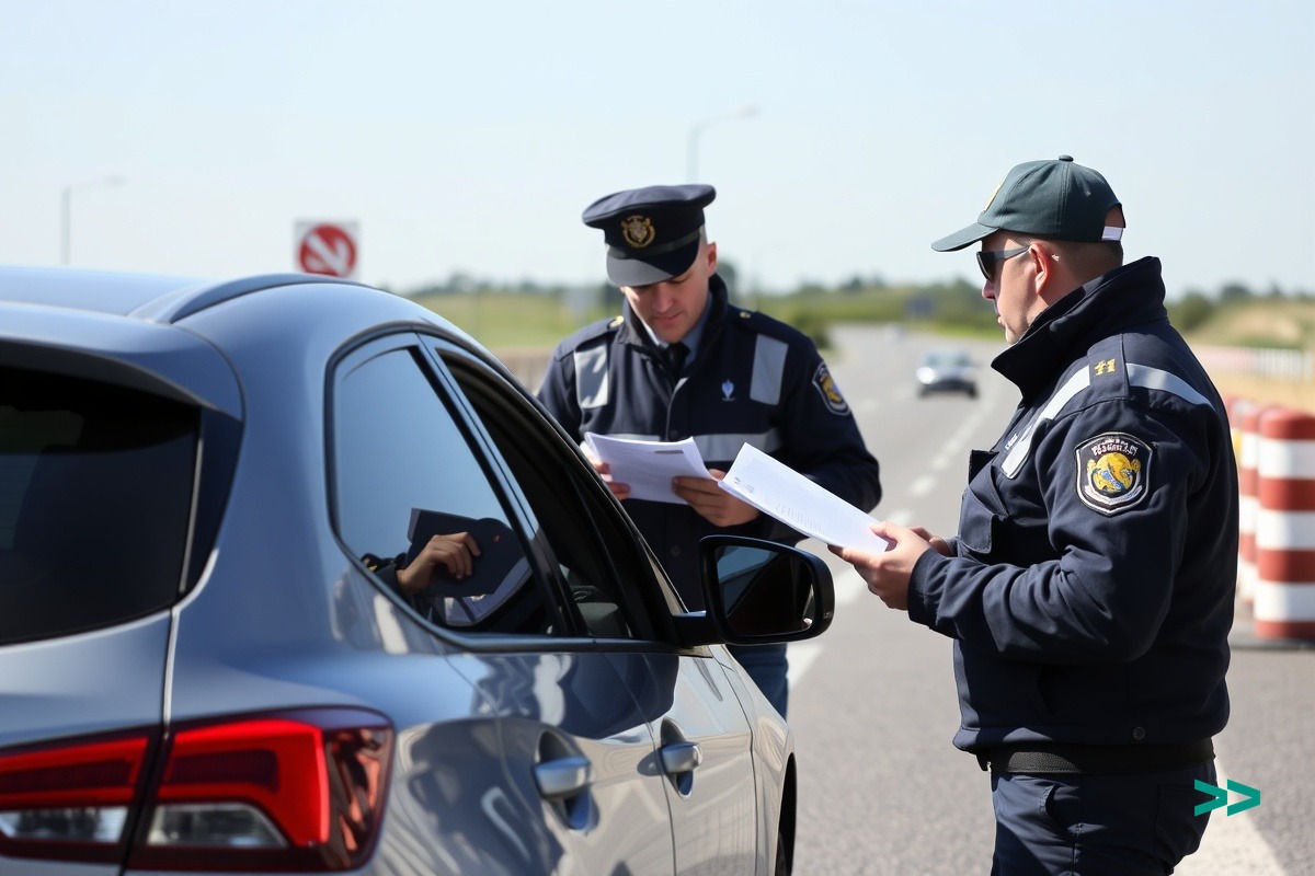 Пограничник проверяет документы на КПП в ЕС