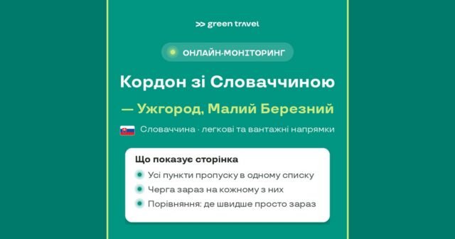 Черги на кордоні зі Словаччиною — онлайн-моніторинг Green Travel