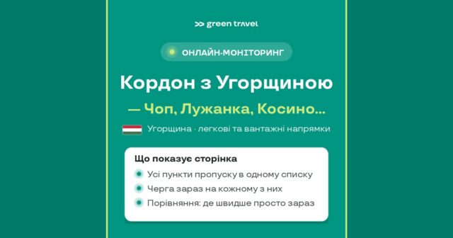 Черги на кордоні з Угорщиною — онлайн-моніторинг Green Travel