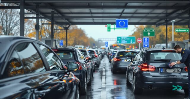 Черга легкових авто на польському кордоні